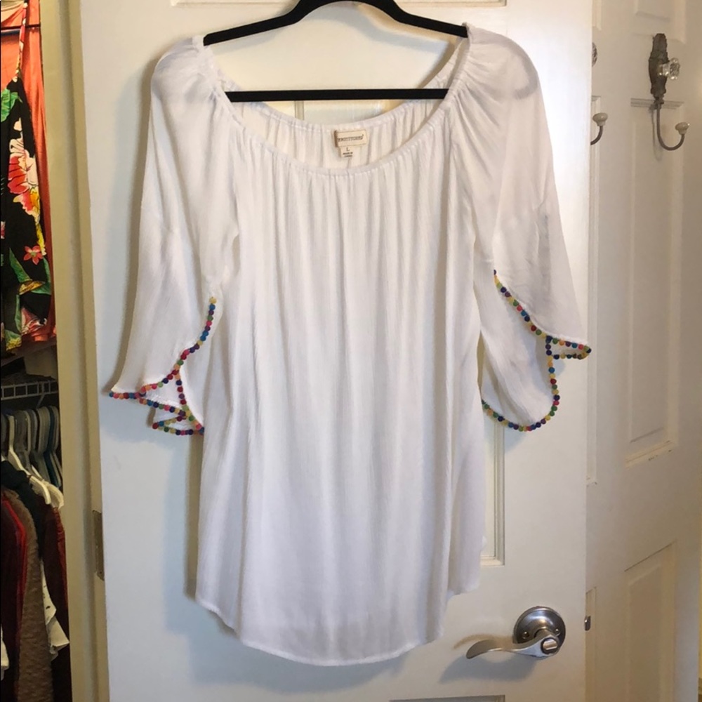 Large - Rayon off the shoulder Coverstitched